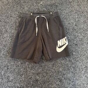 Nike Shorts Mens Med Black Big Logo Fleece Swoosh Logo Gym Sports